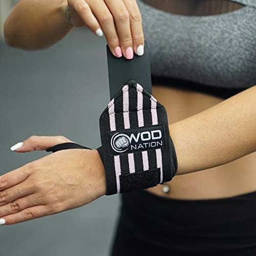 WOD Nation Wrist Wraps for Weightlifting & Strength Training – Professional Gym Straps w/Thumb Loop for Men & Women