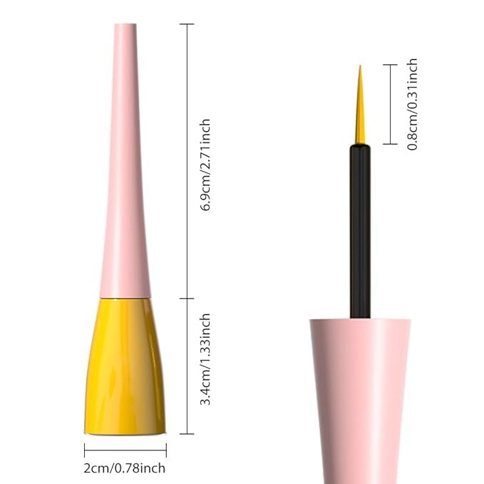 evpct 1Pcs Yellow Liquid Eyeliner Makeup Waterproof Yellow Eye Liners for Women, Eyes Wing Eyeliner Stamps Shapes Colored Eyeliner delineador de ojos a prueba de agua contra el agua blanco para ojos