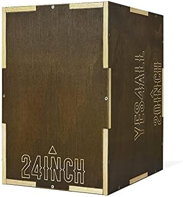 Yes4All Plyo Box, 3-in-1 Wooden Box Jumps for Home Gym (12/14/16 in), 450 lbs Boxes Step Up with Smooth Edges & Wide Built-in Handles for Jumping, Strength Training, Lunges, Squats, Dips