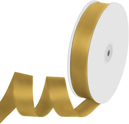 1" Width x 100 Yards Satin Ribbon, Gold Ribbon Perfect for DIY Craft, Bows, Gift Wrapping, Flower Bouquet, Valentine's Day, Christmas and Party Decoration