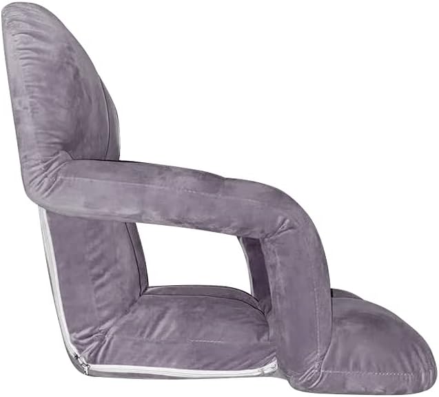 WoodShine Adjustable 6-Position Padded Floor Chair with Arms Folding Chair for Floor Seating Video Game Chairs 43inch*28inch(Morandi Grey)