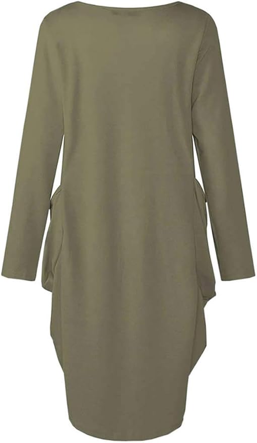 Womens I'm Mostly Peace Love and Light and A Little Go Print Long Sleeve Loose Pocket Oversize Tunic Dress