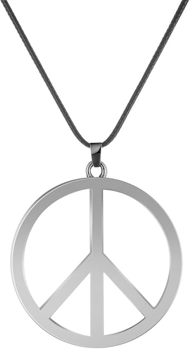 Love Peace Sign Necklaces for Women Men Alloy Vintage Retro Hippie Style Peace Sign Pendant Necklaces Handmade Adjustable Rope 60s or 70s Party Accessories Jewelry Gifts