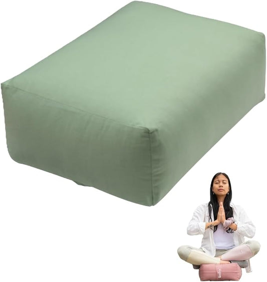 WELLROX Rectangular Yoga Bolster Pillow, 18" x 12" x 6", Pink Cotton