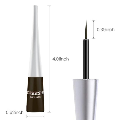 evpct 2Pcs Dark Brown Coffee Liquid Eyeliner Set Waterproof Brown Colored Eye Liners for Women Stamps Shapes for Eyes delineadores de colores para ojos delineador de ojos
