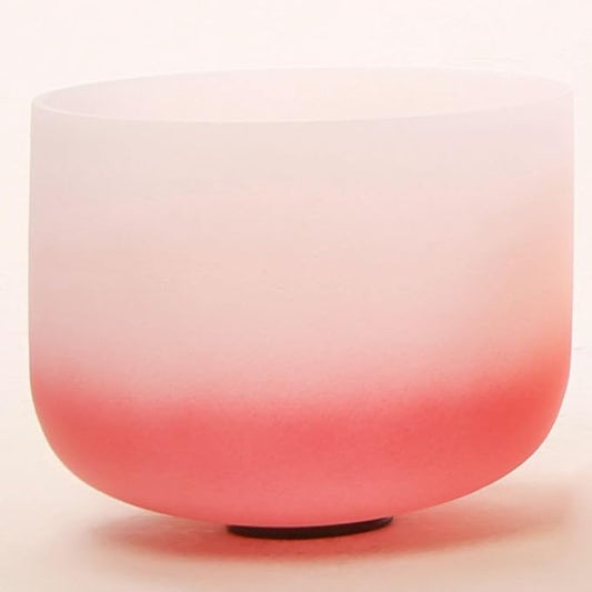 Leize Crystal Singing Bowl Gradient Color Chakra Tuned Quartz 12” wide Red 432hz C Note with Suede Striker