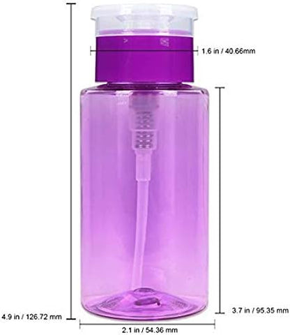 7oz Purple Push Down Pump Dispenser Empty Refillerble Bottle with Flip Top Cap - for Nail Polish, Travel, Cosmetics Packaging