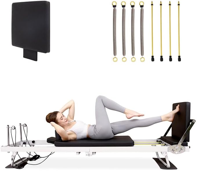 Pilates Reformer, 91In Foldable Pilates Reformer Machine for Home Use, Pilates Equipment with Jump Board & Dual Resistance – Adjustable Home Gym Equipment for Full-Body Workout, 400 lbs Capacity