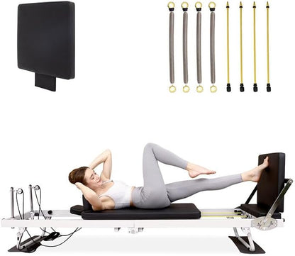 Pilates Reformer, 91In Foldable Pilates Reformer Machine for Home Use, Pilates Equipment with Jump Board & Dual Resistance – Adjustable Home Gym Equipment for Full-Body Workout, 400 lbs Capacity