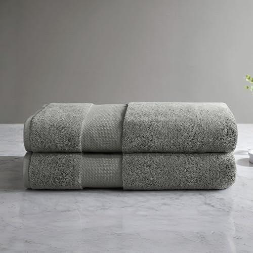 Madison Park Turkish Bath Towel Set 100% Cotton Bath Towel 600GSM Oversized Body Towel 2 Piece, Luxury Soft, Thick Spa Quality, Quick Dry Bathroom Towel, Jumble, 35" x 70", Charcoal