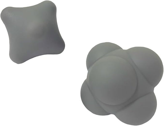Reaction Training Ball & Six-Point Spike Massage Ball Set,2 Different Massage Balls for Hand and Foot Relaxation,Deep Muscle Relief,Ideal for Athletes & Everyday Use(Grey/Grey 2 Pieces)