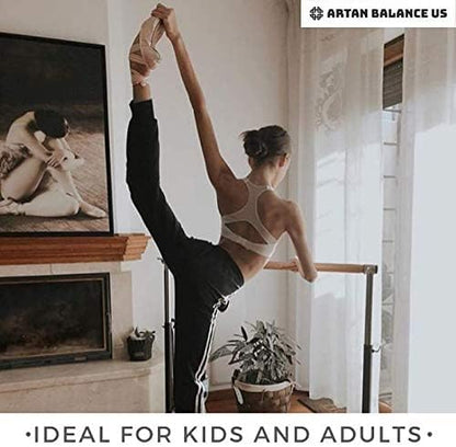 Ballet Barre Portable for Home or Studio, Height Adjustable Bar for Stretch, Pilates, Dance or Active Workouts, Single or Double Bar, Kids and Adults