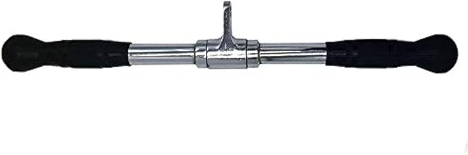 Lat Cable Machine Attachment Curl Pulldown Barbell Revolving Bar, Multi-Exerciser Cable Attachment, Solid Steel Tricep Press Down Bar with Rubber Handgrips & Revolving Hanger