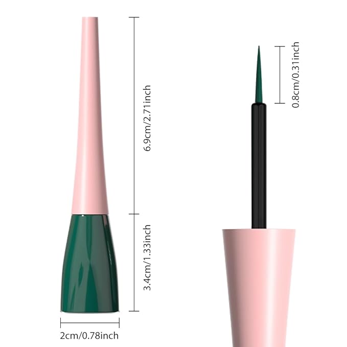 evpct 1Pcs Dark Green Liquid Eyeliner Waterproof Dark Green Eye Liners for Women, Eyes Wing Eyeliner Stamps Shapes Colored Eyeliner delineador de ojos a prueba de agua contra el agua blanco para ojos