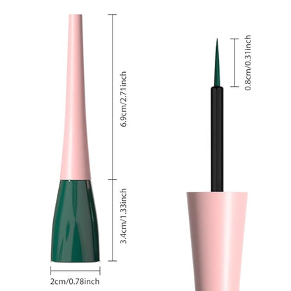 evpct 1Pcs Dark Green Liquid Eyeliner Waterproof Dark Green Eye Liners for Women, Eyes Wing Eyeliner Stamps Shapes Colored Eyeliner delineador de ojos a prueba de agua contra el agua blanco para ojos