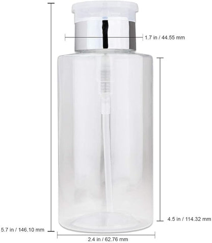 10oz Silver Push-Down Dispenser Bottle - 1 Bottle - Empty Refillable Pump Bottle for Nail Polish Remover Liquid Lotion Cream