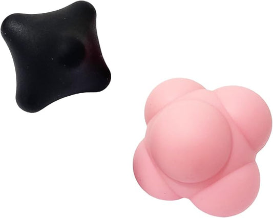 Reaction Training Ball,Six-Point Spike Massage Ball Set,Body Different Massage Balls for Hand and Foot Relaxation,Deep Muscle Relief,Everyday Use(2 Pieces) (Pink/Black, 2.80"/2.28")