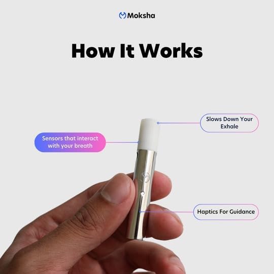 Moksha O₁ | Gamified Breathwork Tool | Smart Meditation Device | iOS Only | Mindfulness Tool for Immediate Calm and Instant Anxiety Relief | Sleep Aid Device (Space)