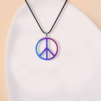 Love Peace Sign Necklaces for Women Men Alloy Vintage Retro Hippie Style Peace Sign Pendant Necklaces Handmade Adjustable Rope 60s or 70s Party Accessories Jewelry Gifts