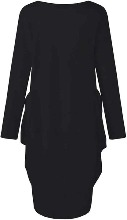 Womens I'm Mostly Peace Love and Light and A Little Go Print Long Sleeve Loose Pocket Oversize Tunic Dress