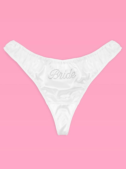 xo, Fetti Bachelorette Party Ivory Rhinestone Bride Thong, S/M/L | Bride to Be Party Decorations, Bridesmaid Gift, Favor