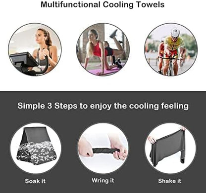 4 Pack Cooling Towels (40"x12") - Instant Cooling Reusable Microfiber Towels for Sports, Gym, Camping, Yoga, Fitness & More
