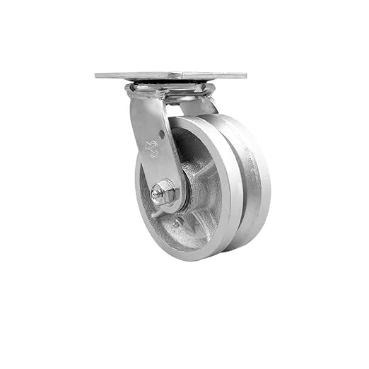 V Groove Semi Steel Cast Iron Swivel Top Plate Heavy Duty Caster with 5 Inch Wheel – 1,100 lbs. Capacity/Caster - Service Caster Brand