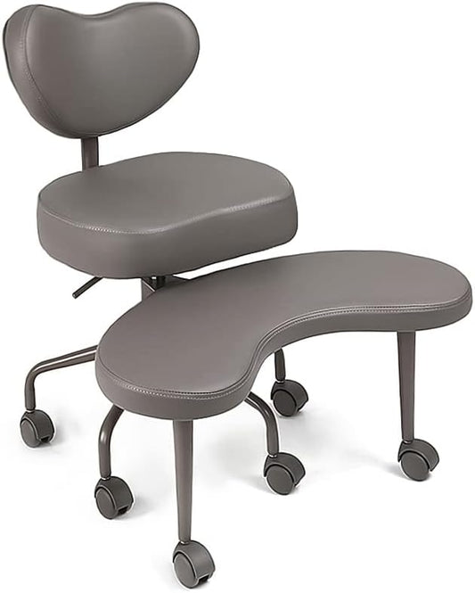 Meditation Chair Plus, Cross Legged Chair with Wheels, ADHD Chair, Criss Cross Desk Chair with Lumbar Support and Adjustable Stool, Flexible Design for Fidgety Sitters, Gray