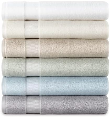 Peacock Alley Diamond 6 Piece Towel Set - Luxurious 100% Long-Staple Turkish Cotton - Soft, Absorbent & Fast Drying, Pewter
