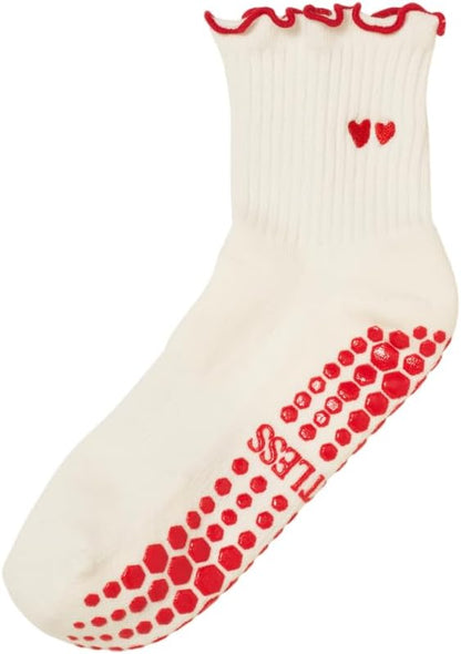 Crew Half Calf Grip Socks, Cutest Fruits Pilates Socks, Ruffle socks, Non-Slip, Barre Yoga Fitness