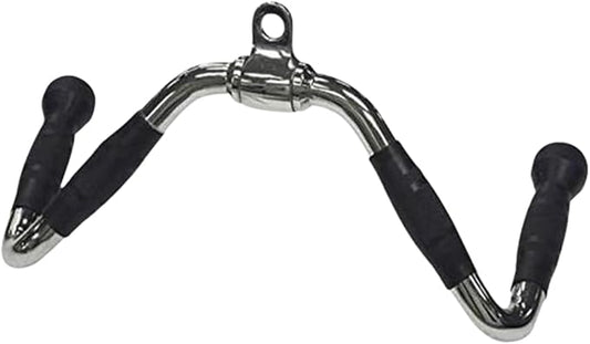 Gronk Fitness Revolving Multi-Exercise Bar with Ergonomic Grips | Solid Steel LAT Pulldown & Row Cable Attachment for Tricep Pressdowns, Bicep Curls & Back Workouts | Chrome Finish | 8 lb Weight