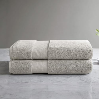 Madison Park Turkish Bath Towel Set 100% Cotton Bath Towel 600GSM Oversized Body Towel 2 Piece, Luxury Soft, Thick Spa Quality, Quick Dry Bathroom Towel, Jumble, 35" x 70", Grey