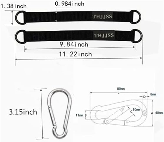 Hammock Tree Swing Straps Kit,Short Hanging Straps 2 Pack with 2 Heavy Duty Hook Clasps(Holds 440lbs) for Swing Hammocks Seat Pulley System Gym Equipment