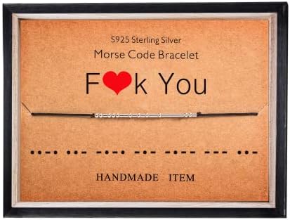 KGBNCIE Morse Code Bracelet for Women Sterling Silver Beads on Silk Cord Secret Message Fuck Friendship Inspirational Encouragement Bracelet Gift for Her