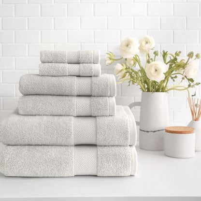 Peacock Alley Diamond 6 Piece Towel Set - Luxurious 100% Long-Staple Turkish Cotton - Soft, Absorbent & Fast Drying, Ivory