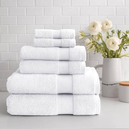 Peacock Alley Diamond 6 Piece Towel Set - Luxurious 100% Long-Staple Turkish Cotton - Soft, Absorbent & Fast Drying, White