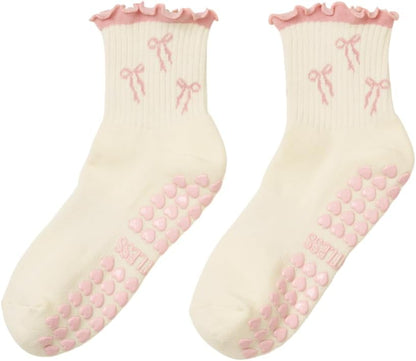 Crew Half Calf Grip Socks, Cutest Fruits Pilates Socks, Ruffle socks, Non-Slip, Barre Yoga Fitness