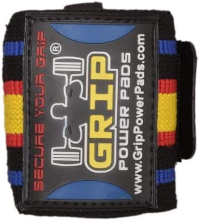 Grip Power Pads Wrist Wraps 2 Wraps for Weight Lifting Wrist Support Cotton Wraps Gym Bandage Straps for Men & Women Premium Quality & PRO Rubber