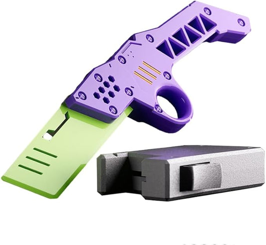 Carrot Radish Catapult Knife- Stress Relief Fidget Toy with Decompression Features - 3D Printed Practice Prop EDC Purple Green PUGR-N1