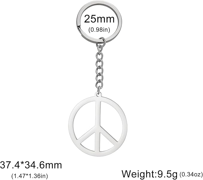 Dreamtimes Peace Sign Pendant KeyRing for Men and Women Love Peace Symbol Keychain Bag Car Keyring Peace Sign Jewelry