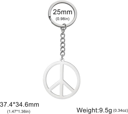 Dreamtimes Peace Sign Pendant KeyRing for Men and Women Love Peace Symbol Keychain Bag Car Keyring Peace Sign Jewelry