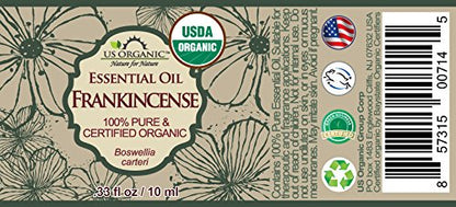 US Organic 100% Pure Frankincense (Boswellia Carteri) Essential Oil - Sourced from The Horn of Africa, USDA Certified Organic, Use Topically or in Diffuser, Perfect for Yoga or Meditation (10 ml)