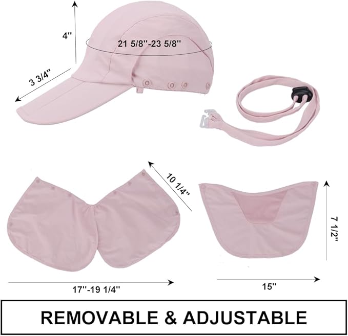 Foldable Sun Cap, Fishing Hats, UPF 50+ Protection Caps with Face Mask Neck Flap