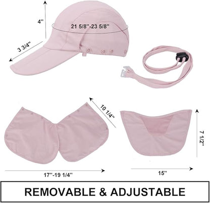 Foldable Sun Cap, Fishing Hats, UPF 50+ Protection Caps with Face Mask Neck Flap
