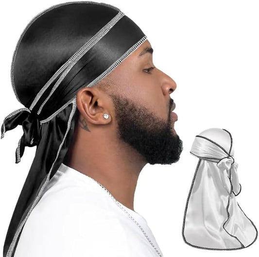 ForceWave 2 Pieces Silky Durag Pack for Men Women Waves, Premium Satin Deluxe Du-rag