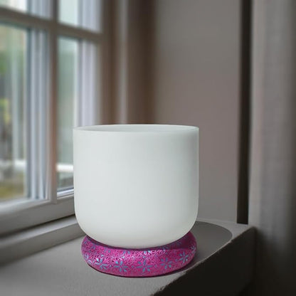 Singing Bowl Cushion for Tibetan Singing Bowls, Handmade Silk Brocade Round Cushion Pillow for Sound Healing and Crystal Sound Bowls Accessories(DeepMagenta,6.7 Inch)