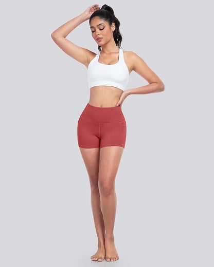 LZYVOO Biker Spandex Shorts Women, High Waisted Tummy Control Workout Yoga Shorts with Pockets