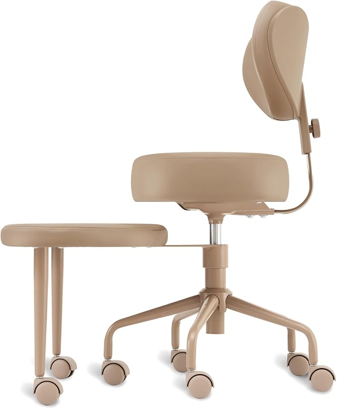 Meditation Chair Plus, Cross Legged Chair with Wheels, ADHD Chair, Criss Cross Desk Chair with Lumbar Support and Adjustable Stool, Flexible Design for Fidgety Sitters, Ivory