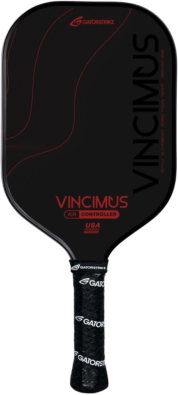 Vincimus Air Controller T600 Pickleball Paddle, T600 Carbon Fiber Pickleball Paddle with Enhance PP Honeycomb 16mm Core, 8.1oz with GatorGrit Face