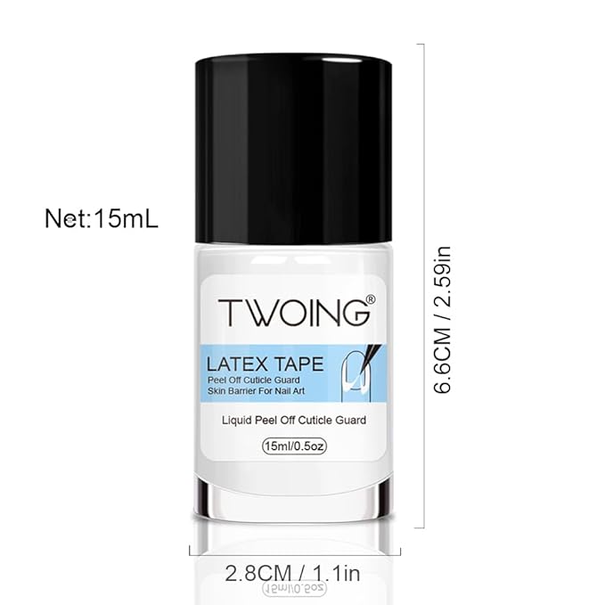 TWOING 15mlLiquid Latex for Nails, Peel Off Cuticle Protectors for Nail Polish,Skin Barrier Manicure, Art Liquid Latex Tape Protector Nail Cuticle Guard Gifts